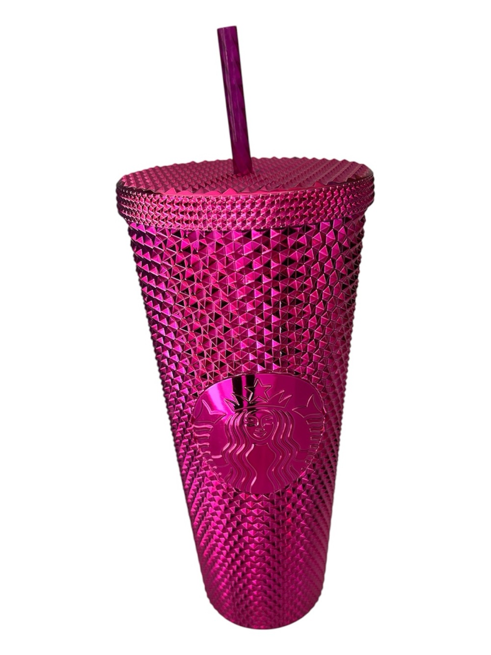 Starbucks Metallic Hot Pink Sangria Studded Tumbler Straw Cup